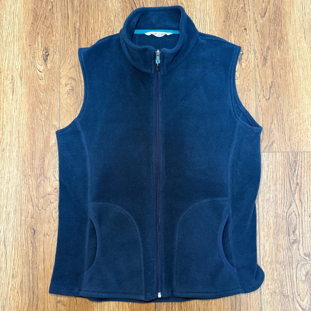 Woolrich Fleece Vest Navy Blue Full Zip Pockets Womens Size Medium Gorpcore